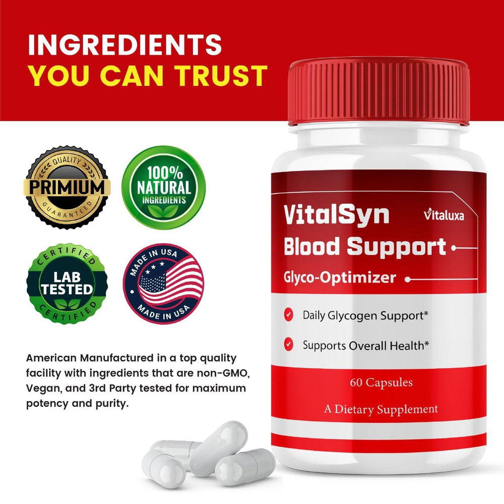 Vitaluxa Vitalsyn pills packaging shows 120 count for easy daily use