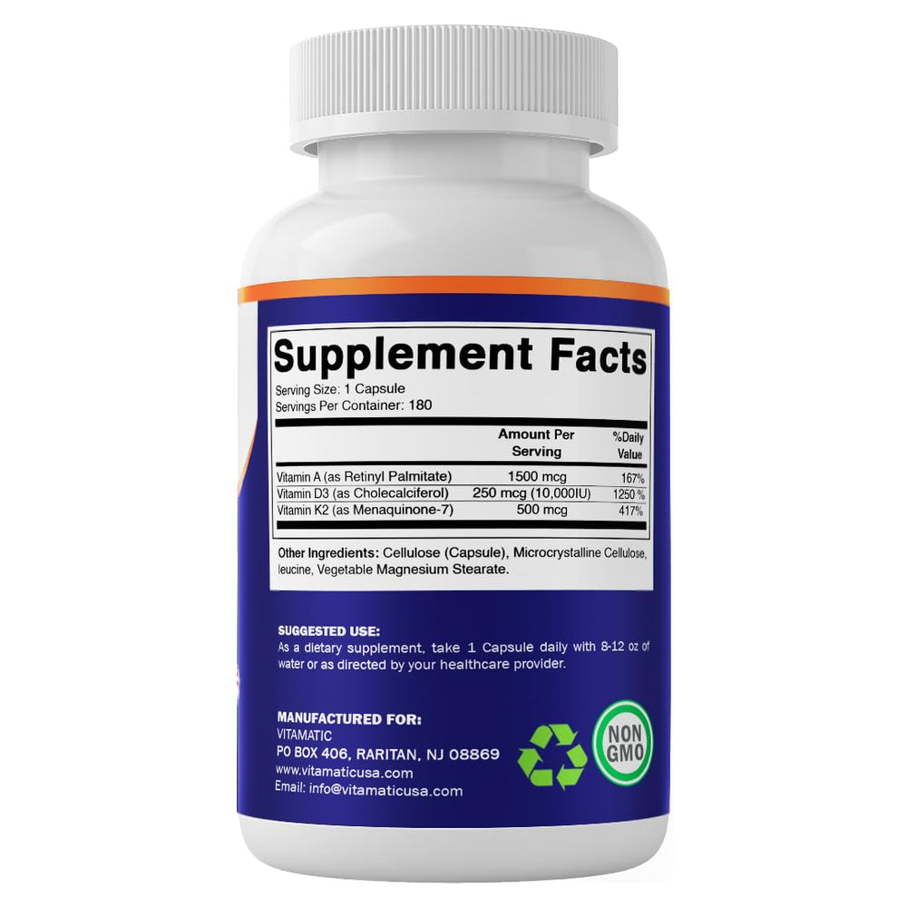 Vitamatic ADK ingredient label close-up emphasizing non-GMO and gluten-free