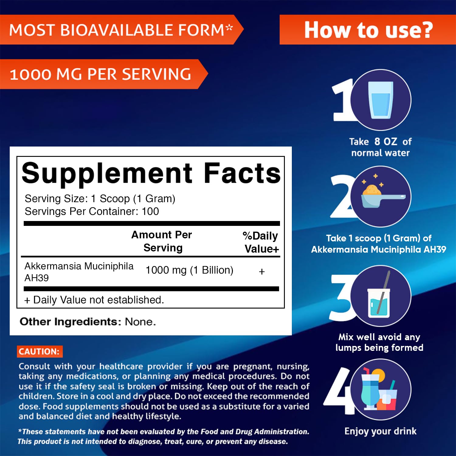 Vitamatic Akkermansia Muciniphila powder jar—1 Billion per serving.
