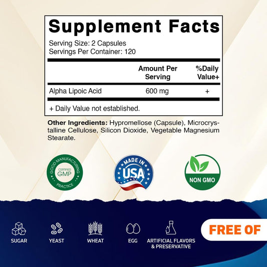 Vitamatic ALA capsules close-up for daily antioxidant support.