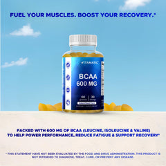 Vitamatic BCAA Gummies bottle on shelf showing packaging