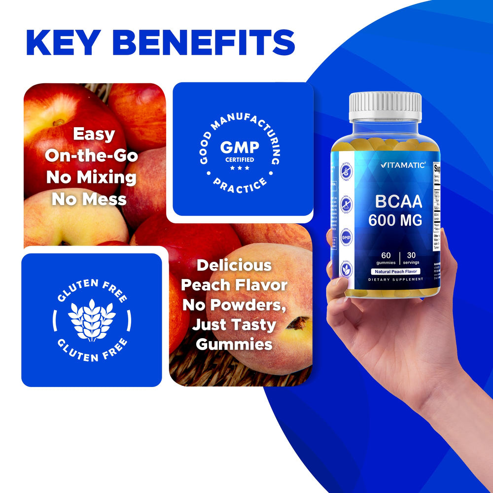 Vitamatic BCAA Gummies gluten-free non-GMO label image