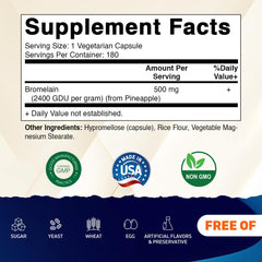 Vitamatic Bromelain capsules close-up smooth capsules for easy swallowing
