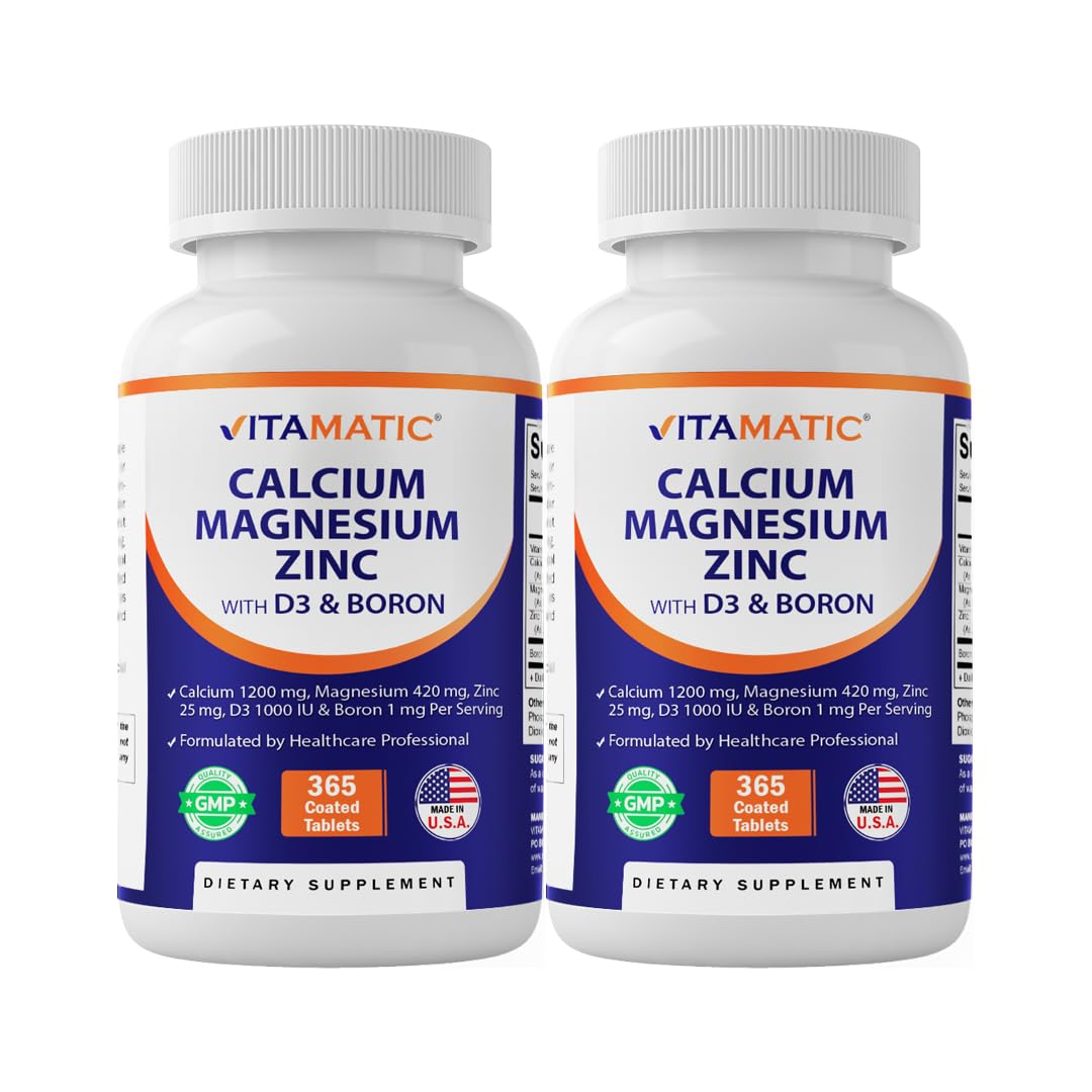 Vitamatic Calcium Magnesium Zinc D3 Boron bottle front shows essentials for daily wellness