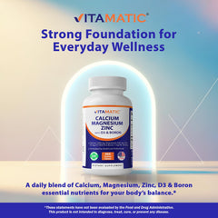 Vitamatic Calcium Magnesium Zinc D3 Boron serving size emphasizes 121 servings per bottle