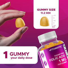 Vitamatic Folic Acid Gummies vegan 120-count bottle