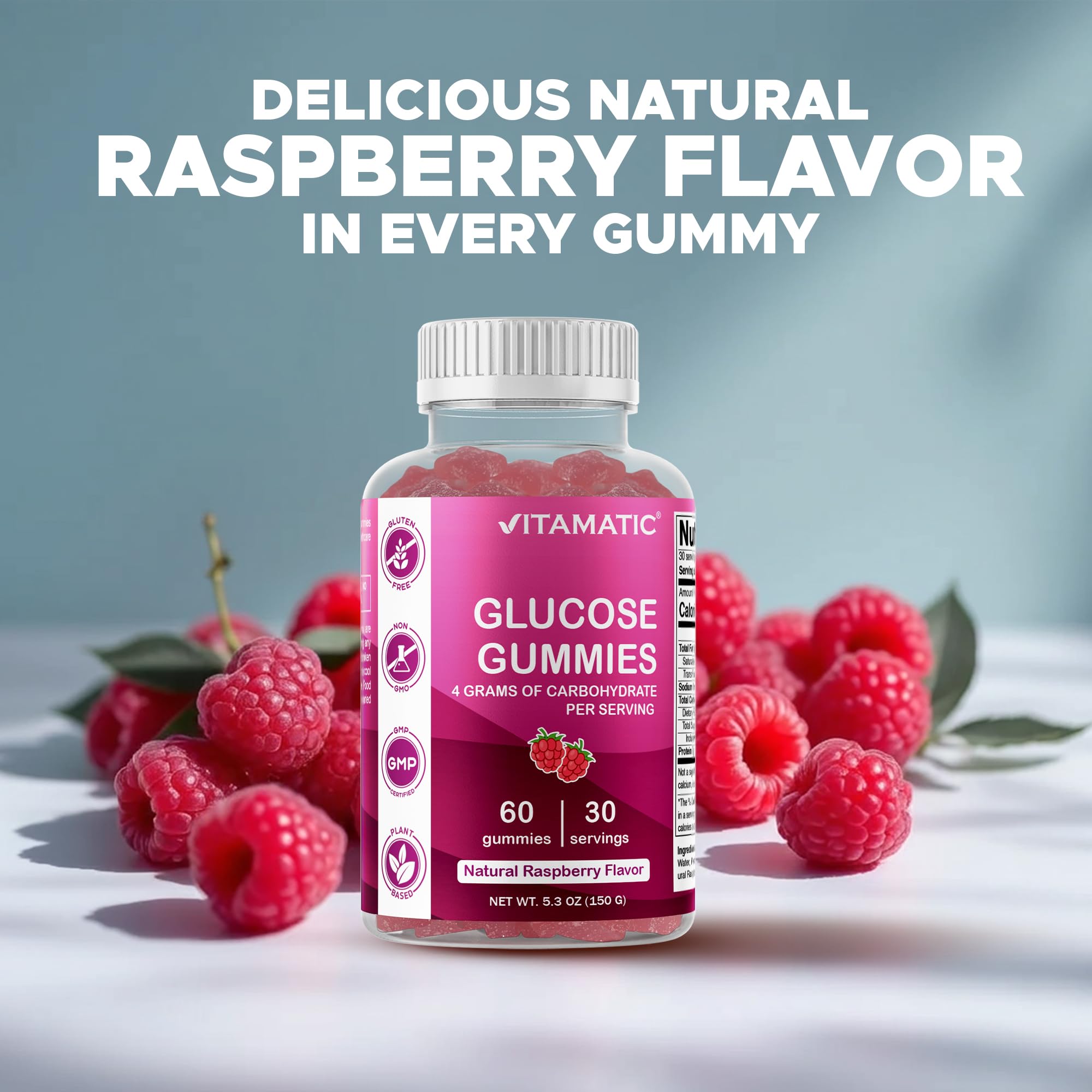 Bottle pour shot of Vitamatic Glucose Chewables