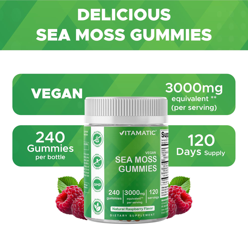 Non-GMO Vitamatic gummies branding on packaging.