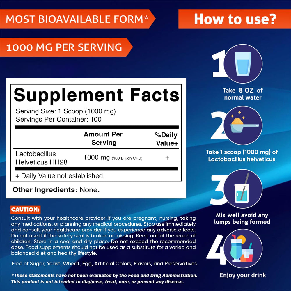 Vitamatic Lactobacillus Helveticus probiotic powder scoop for easy daily dosing