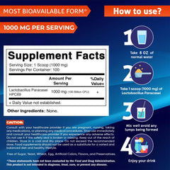 Vitamatic probiotic powder scoop ready for a precise daily serving.