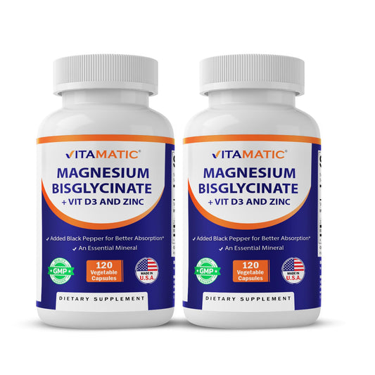 Vitamatic Magnesium bottle front showing the product designed for enhanced absorption