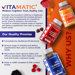 Vitamatic gummies beside water glass promote simple daily intake.