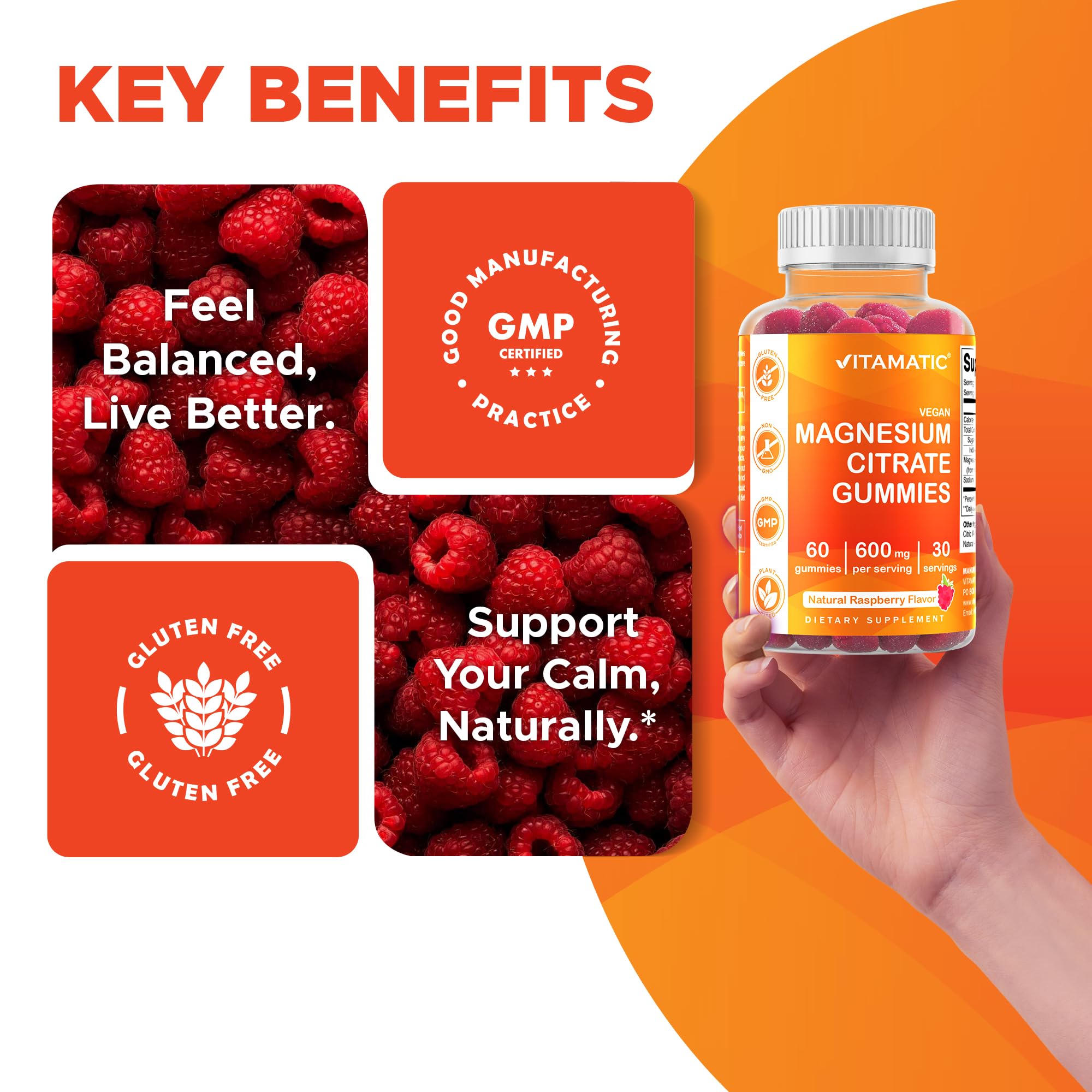 Vitamatic Magnesium Gummies pectin-based texture close-up