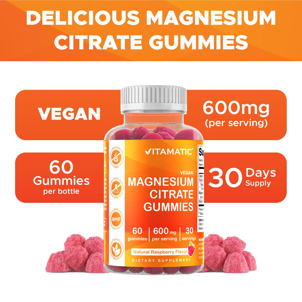 Vitamatic Magnesium Gummies vegan-friendly label for plant-based routines