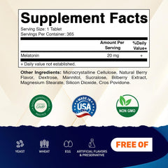 Vitamatic Melatonin bottle label close up showing clean ingredients