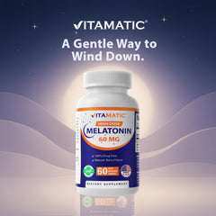 Vitamatic Melatonin vegan-friendly label on bottle