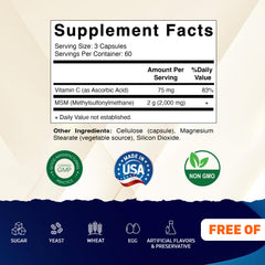 Vitamatic MSM 2000mg capsules – convenient veg capsules for daily joint care
