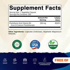 Vitamatic Pantothenic Acid capsules closeup emphasizes convenient daily supplement.