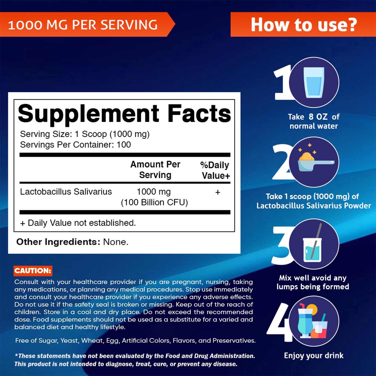 Vitamatic Lactobacillus Salivarius powder packaging supports convenient daily servings.