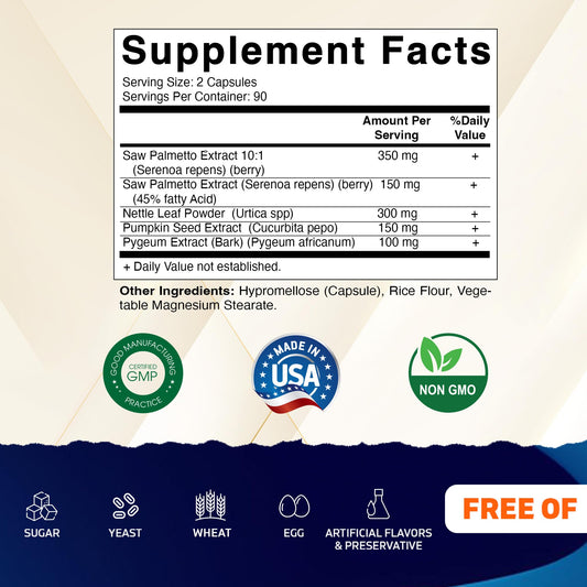 Vitamatic Saw Palmetto Extract bottle label showing non-GMO and gluten-free ingredients