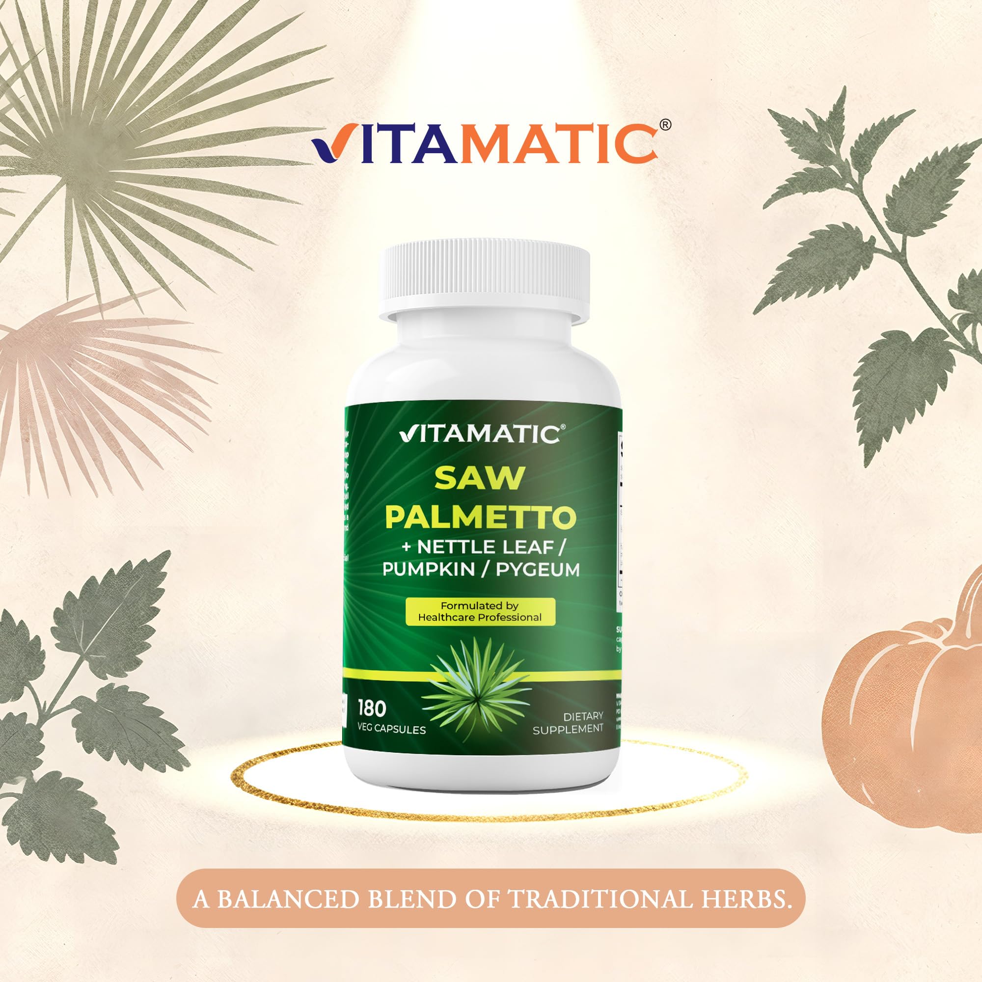 Vitamatic Saw Palmetto Extract packaging showcasing premium USA-made formula