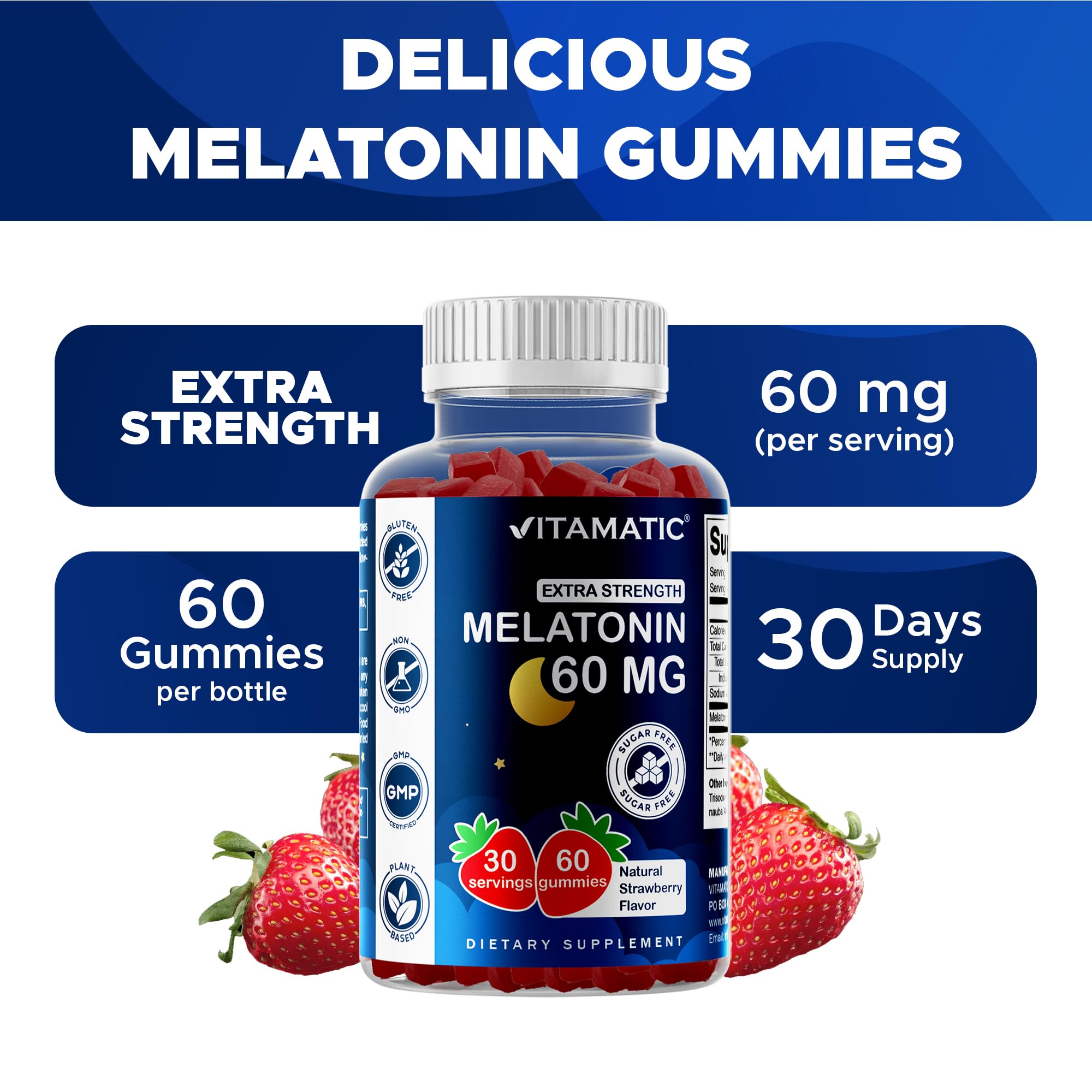 Vitamatic gummies shown with water for nighttime use