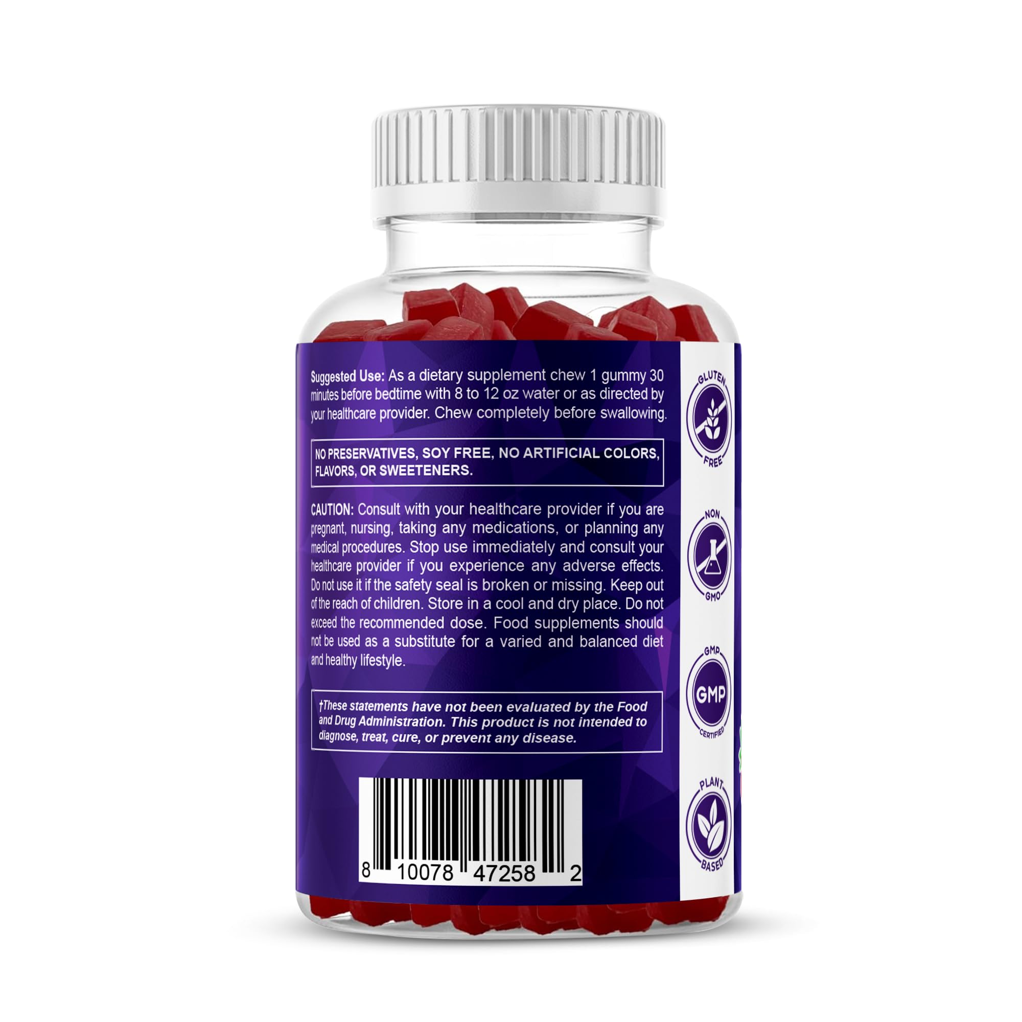 Vitamatic bottle open with gummies ready for bedtime.