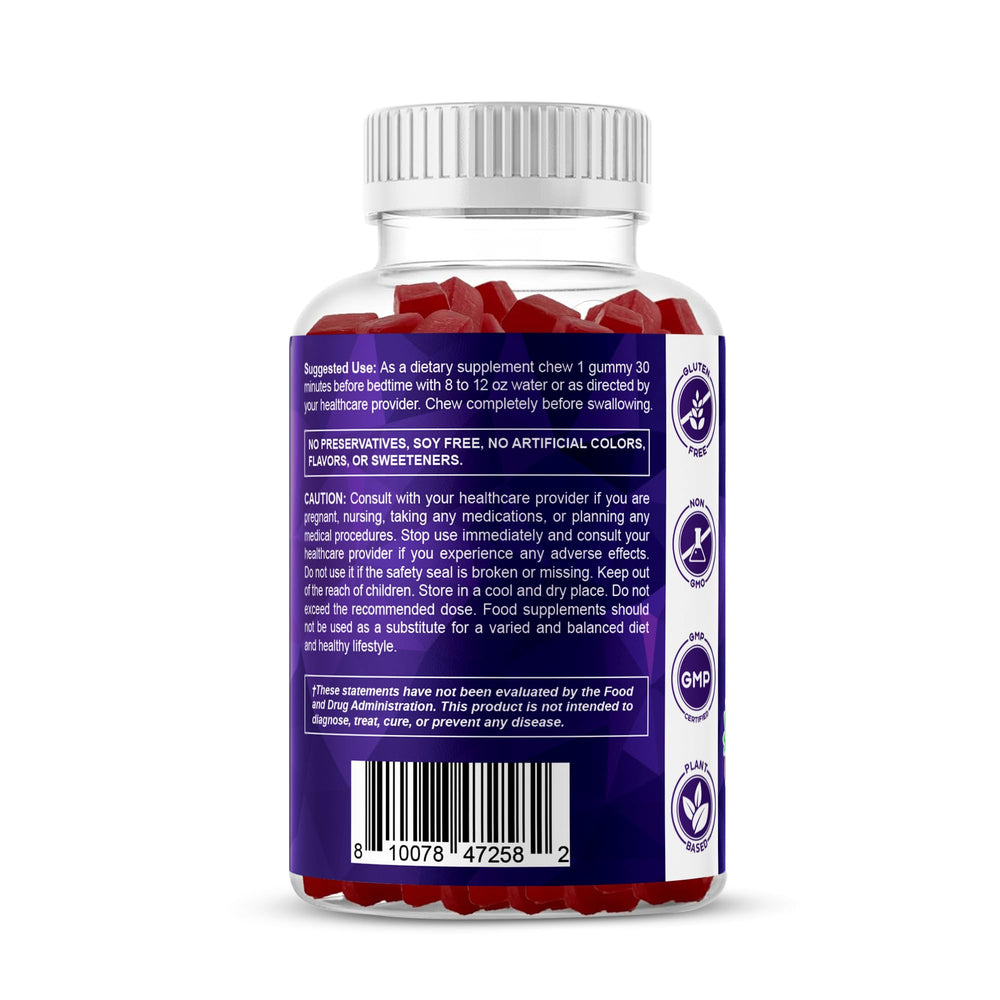 Vitamatic bottle open with gummies ready for bedtime.