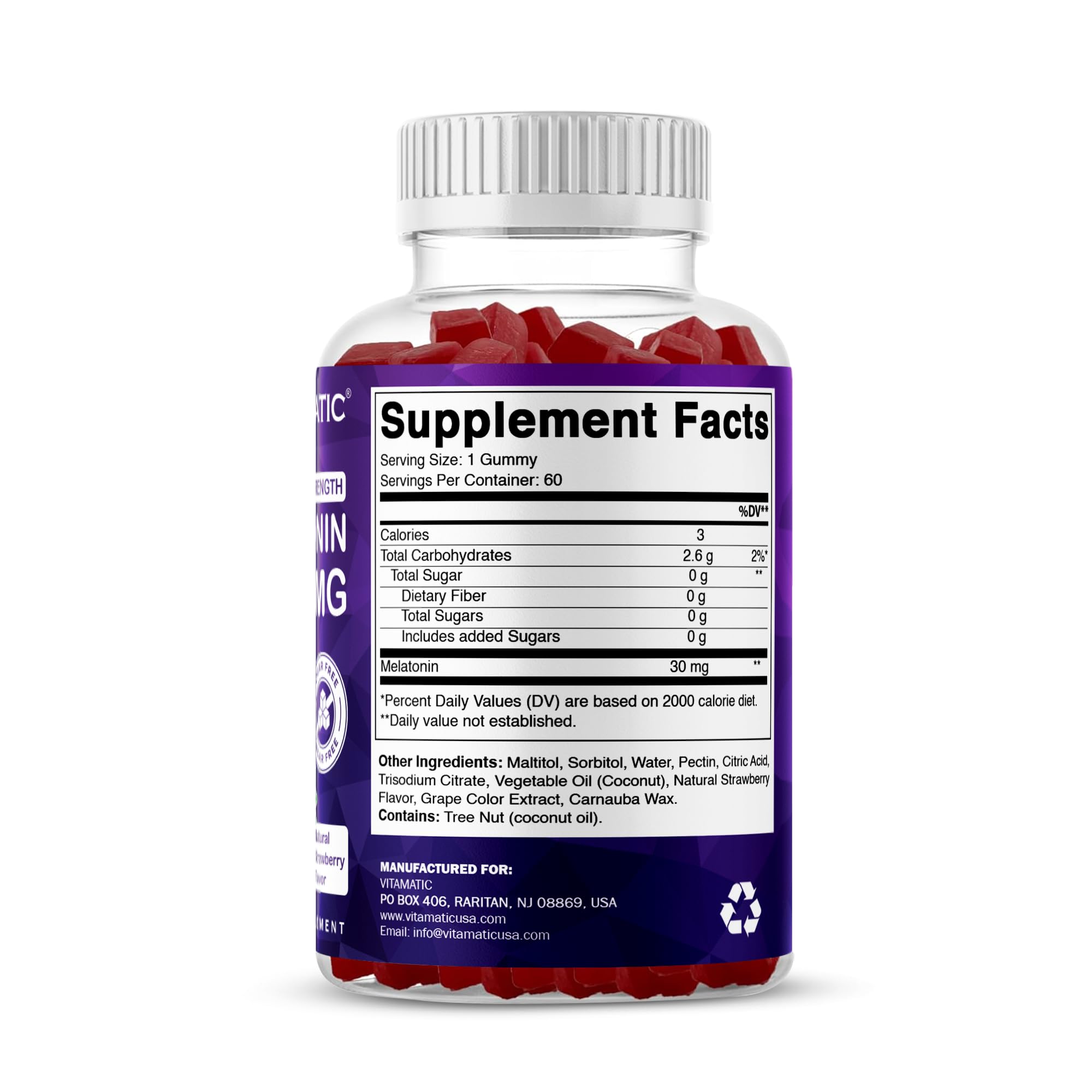 Vitamatic strawberry-flavored gummies inviting nightly routine.