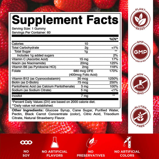 Close-up of Vitamatic gummies showing juicy strawberry flavor and chewy texture