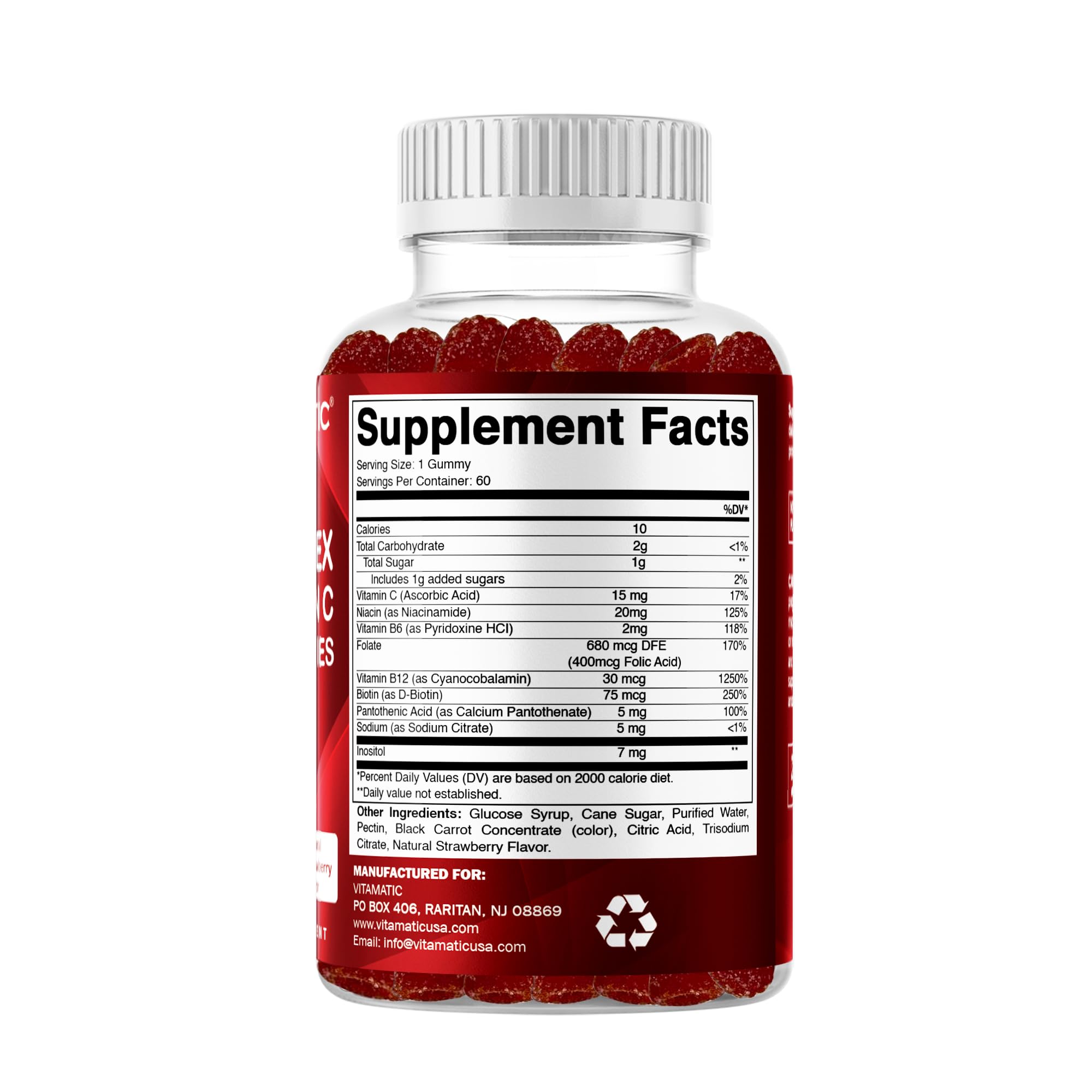 Non-GMO and gluten-free tags visible on the Vitamatic bottle