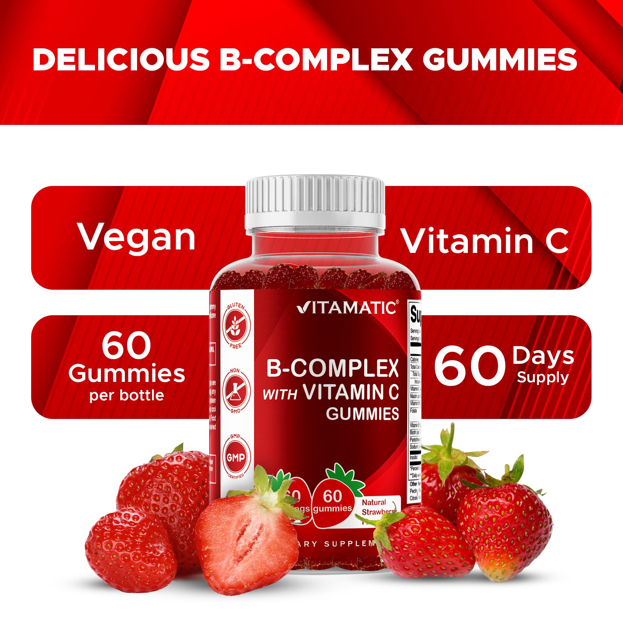 Vitamatic packaging displays vegan-friendly and gluten-free icons for quick verification