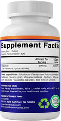 Vitamatic Vitamin B6 glossy label close-up, highlighting USA-made GMP standards.