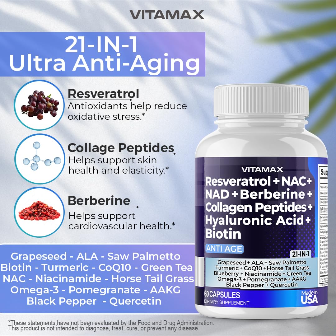 Vitamax ingredients label spotlights polyphenol-rich formula.