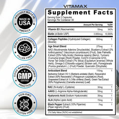 Vitamax USA facility badge signals quality manufacturing.
