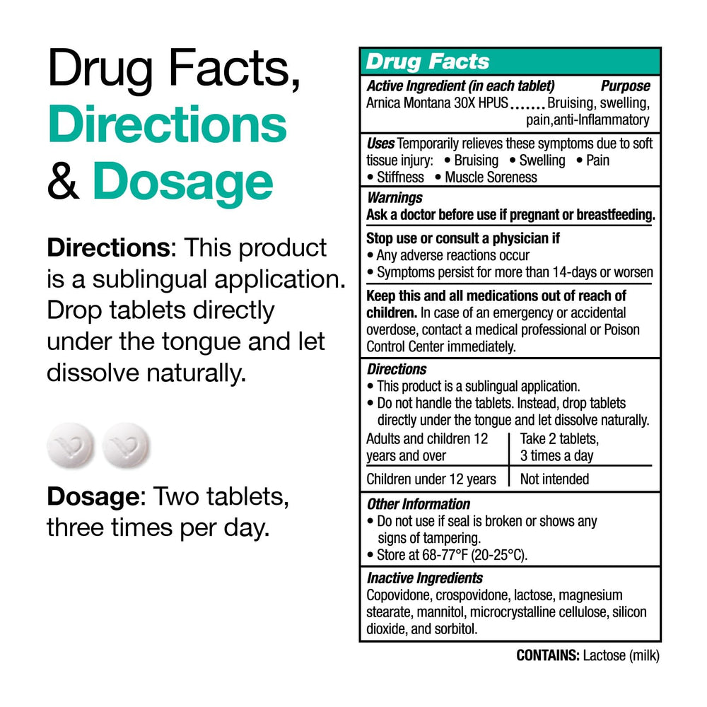 VitaMedica Arnica and Bromelain dosage visual for daily use.