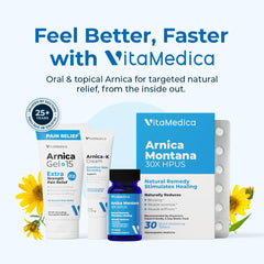 VitaMedica Arnica Montana 30X tablets arranged beside a reminder card