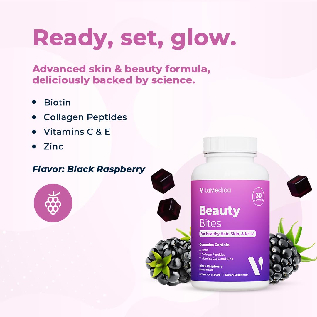 VitaMedica Beauty Bites ingredient label showing nourishing nutrients.