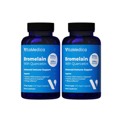 VitaMedica Bromelain & Quercetin bottle with 60 vegan capsules for immunity and recovery.