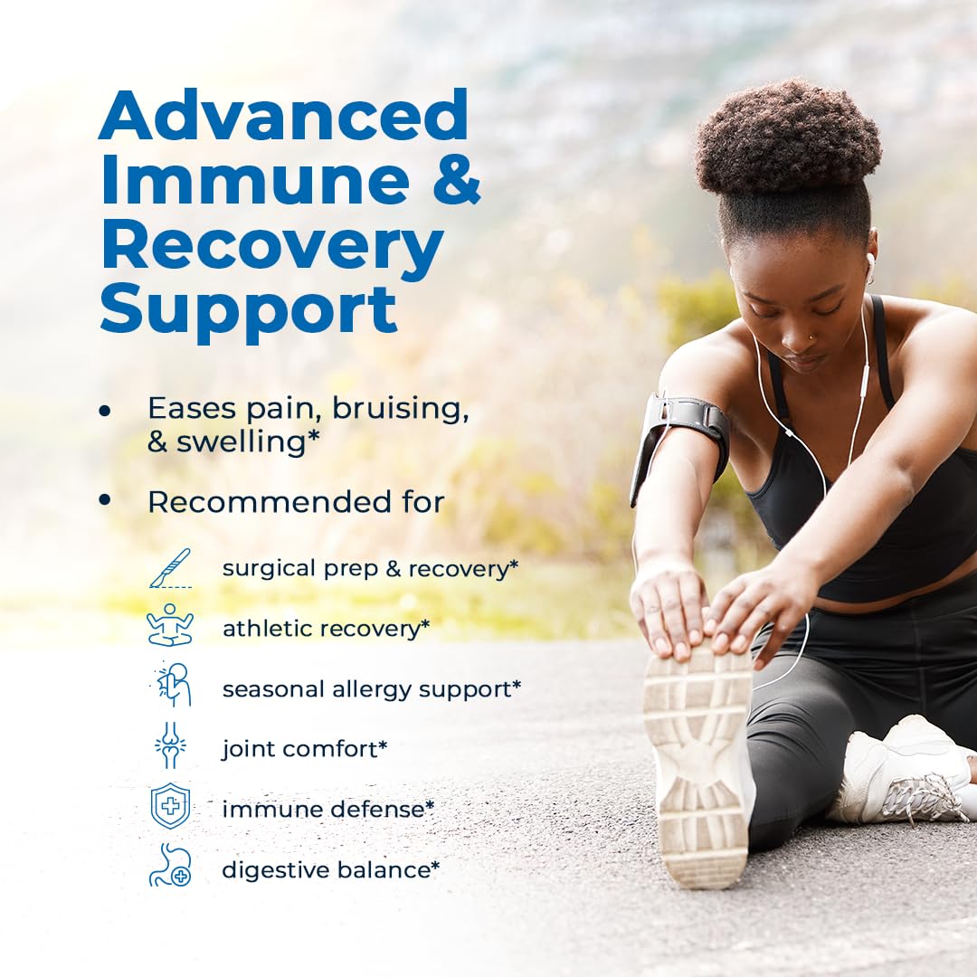 VitaMedica Bromelain & Quercetin capsules being poured for convenient daily use.