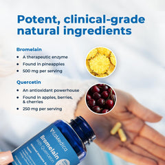 VitaMedica Bromelain & Quercetin label with potency and serving information.