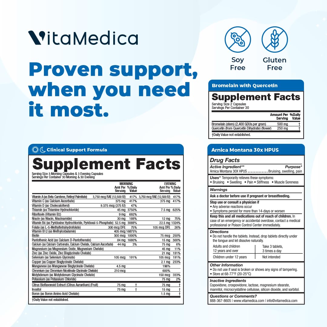 VitaMedica Postoperative supplement packaging showcases safe, natural recovery aids.