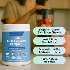 Vitamin Bounty Multi Collagen Complex scoop ready for easy beverage mixing