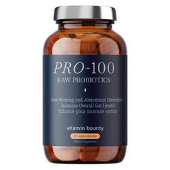 Vitamin Bounty Pro-100 bottle with gut health support.