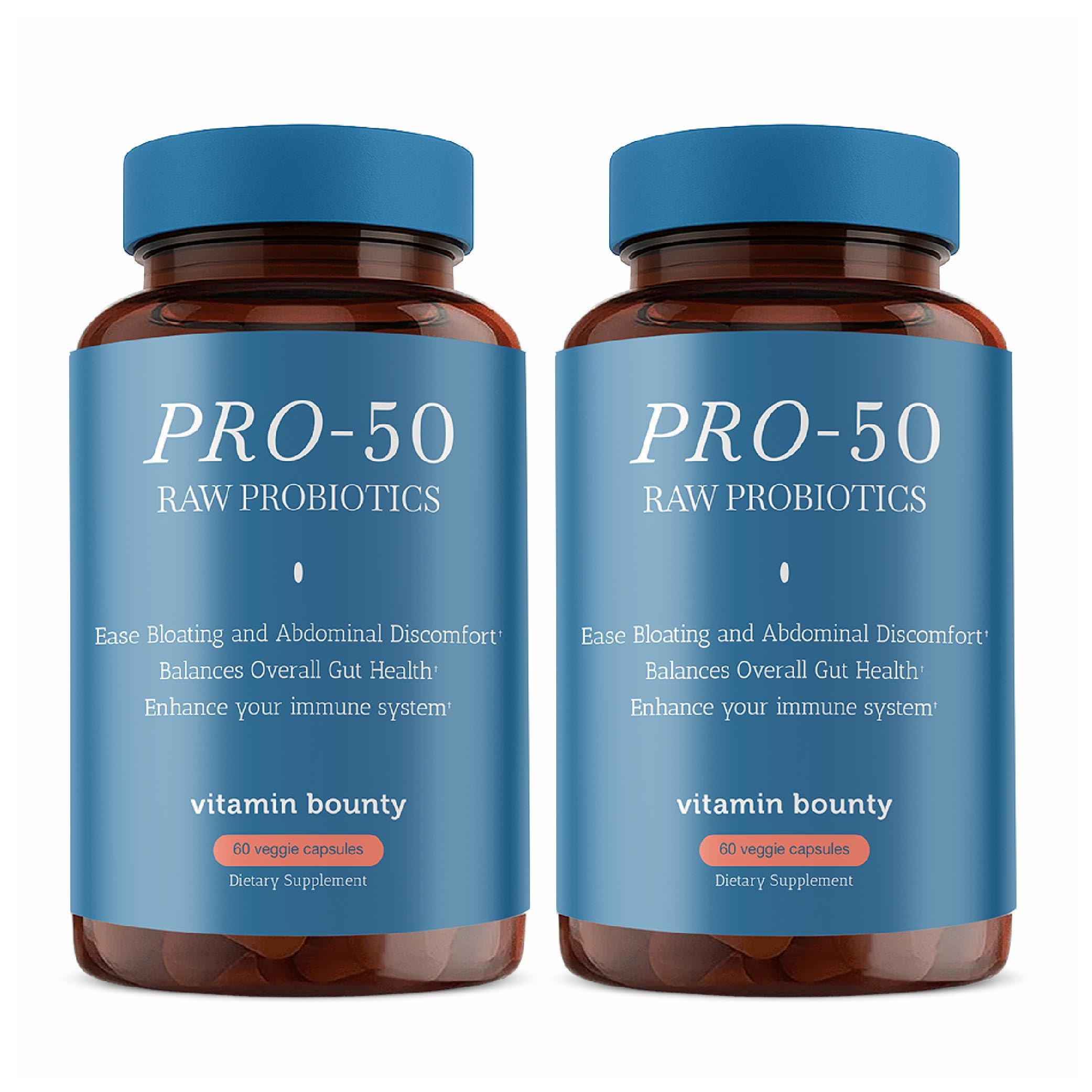 Vitamin Bounty Pro-50 probiotic bottle front display for gut support
