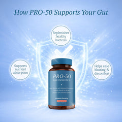 Vitamin Bounty Pro-50 label detail highlighting Lactobacillus and Bifidobacterium strains