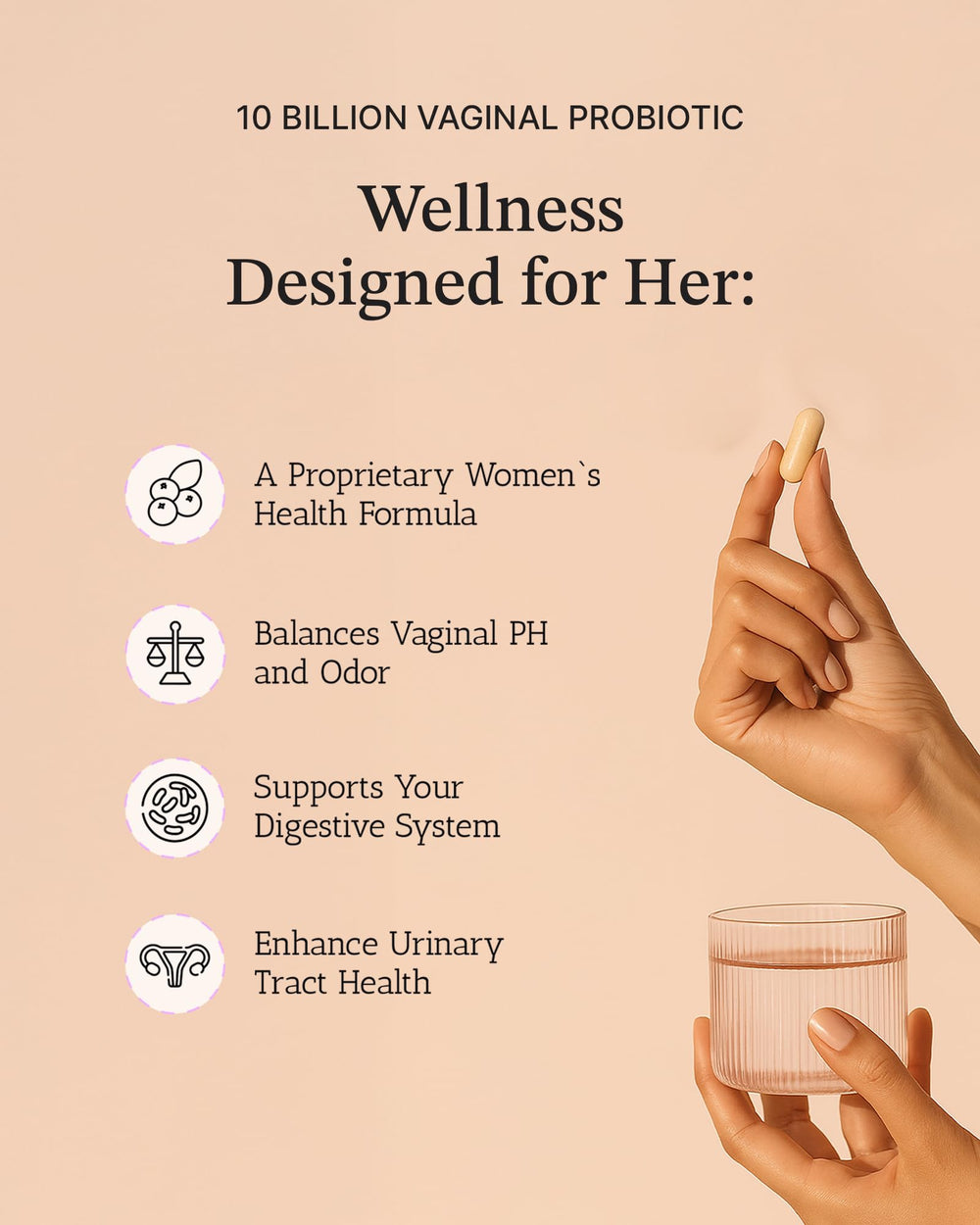 Vitamin Bounty Women's Pro-Daily Probiotic capsules being poured into a hand.