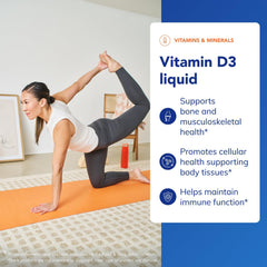Label closeup highlighting purity and potency from Pure Encapsulations Vitamin D3 Liquid.