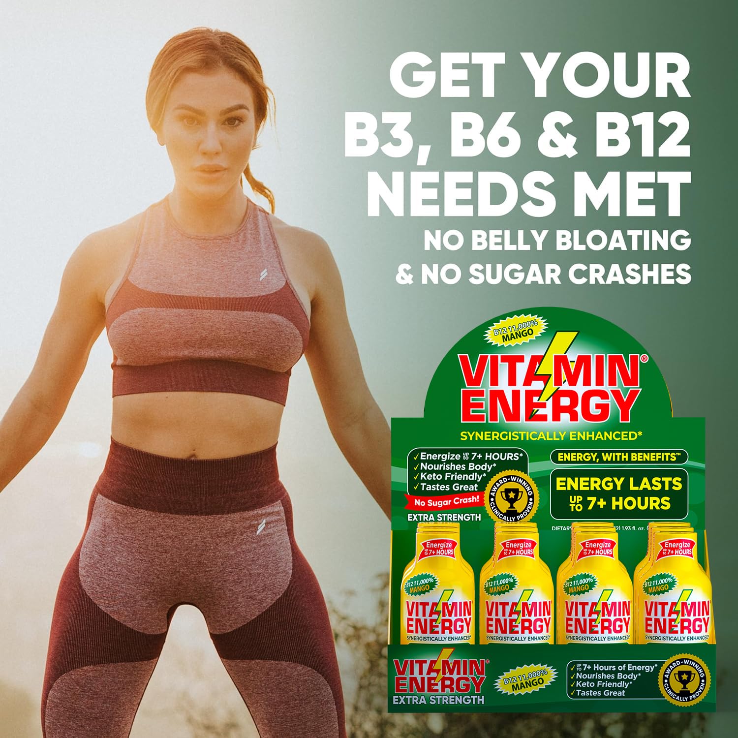 Vitamin Energy 24-pack display demonstrates convenient bulk purchase for daily use