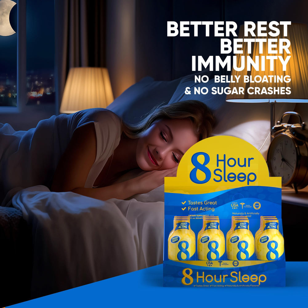 Close-up of label on Vitamin Energy Sleep Shot highlighting melatonin blend.